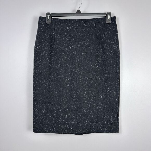 J. Jill Ponte Skirt Size Medium Petite Speckled Dark Gray Black Elastic Waist - Picture 1 of 7